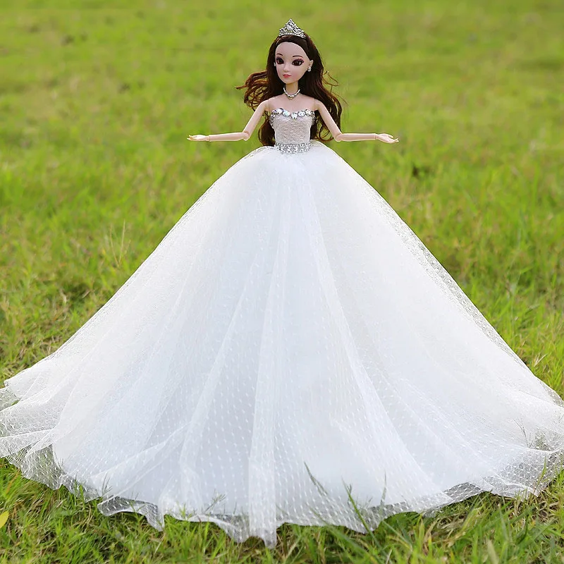 46 см Красивая кукла невеста золотые коричневые волосы отличное свадебное платье