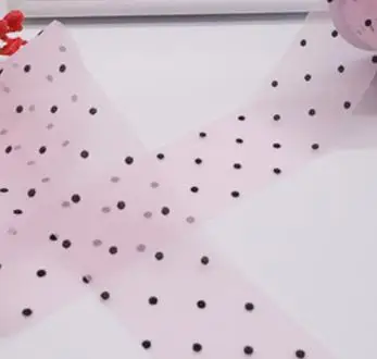 2 ярдов/партия, 4 см, лента из органзы с принтом, сделай сам, для рукоделия, для свадебной вечеринки, в мелкий горошек, Подарочная декоративная обертка, тканая лента для одежды, аксессуары - Цвет: light pink