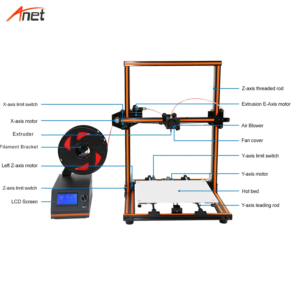 Anet E12 металлический Структура 3d сборка принтера комплект прост в эксплуатации