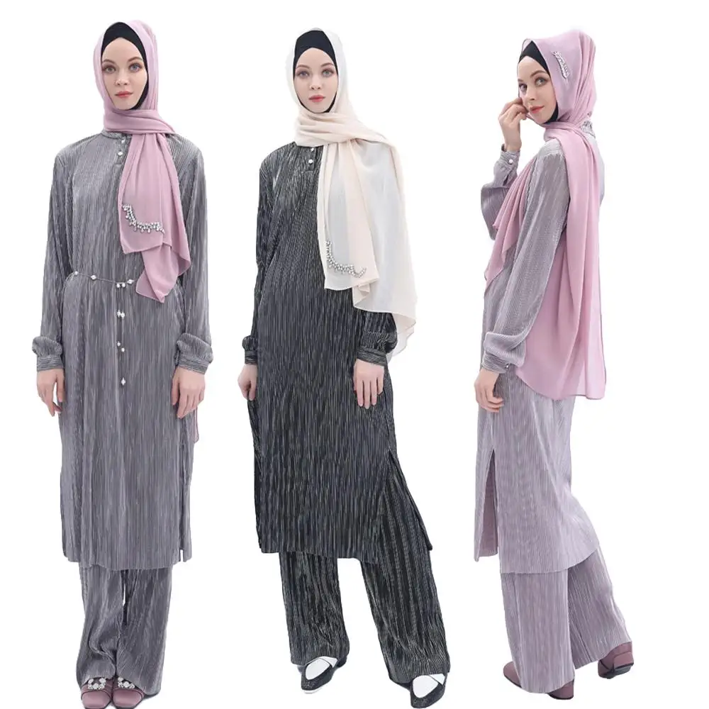 Комплект из двух предметов женский плиссированный Топ с длинным рукавом и брюки