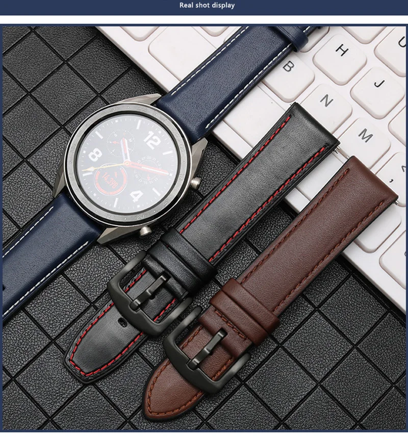 Для huawei watch2 pro Магия классические galaxy Watch 46mm спортивный ремешок для часов 22 мм Натуральная кожа с силиконовым браслетом, Quick Release полос