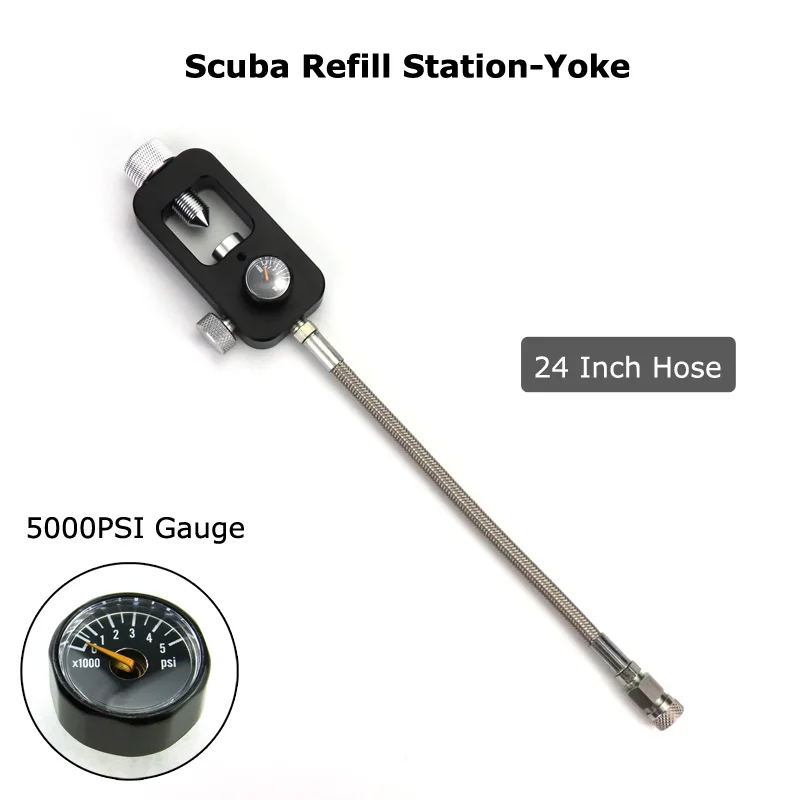 5000PSI Gauge 24Inch Пейнтбольный Воздушный пистолет страйкбол PCP воздушная винтовка Дайвинг акваланга заправка станция с 5000PSI 350 бар Калибр для наполнения HPA воздушные танки - Цвет: 5000PSI Gauge 24Inch