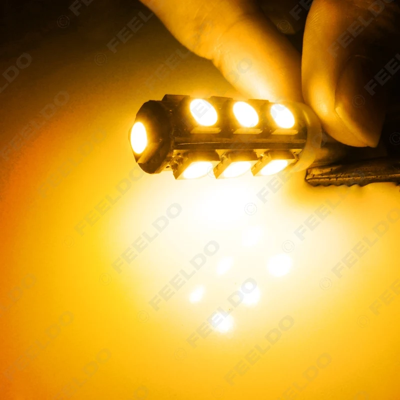 FEELDO 2 шт. 7 цветов BA9S T4W 1895 5050 13SMD 13LED лампа Автомобильные Боковые светодиодные лампы