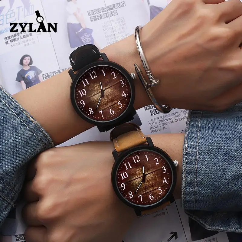 ZYLAN модные Винтаж Дерево Красочные Для мужчин женщин часы классического Ретро