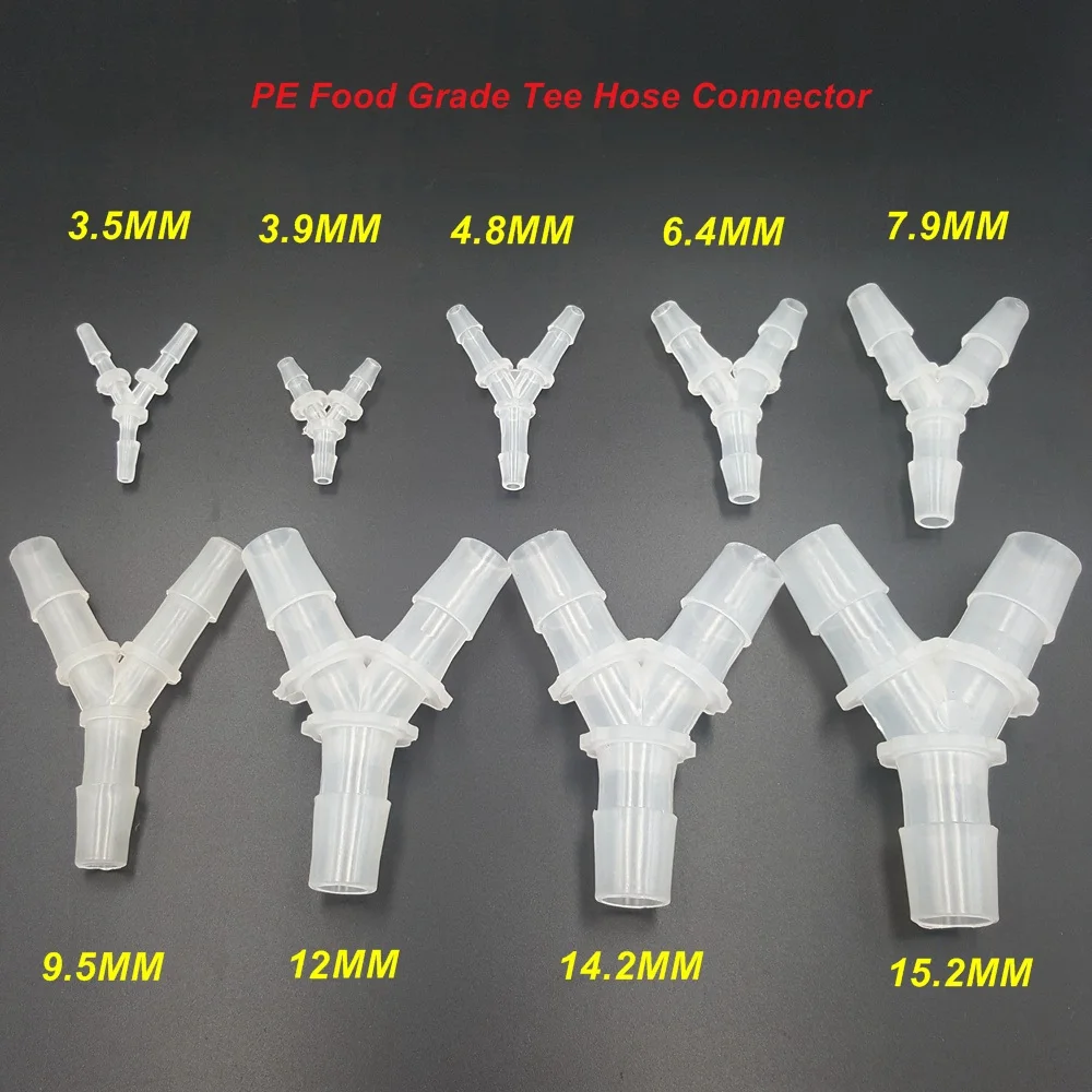 5pcs/lot PE Food Grade Y-Type Tee Hose Connector Equal Diameter Gladhand for 3-17MM Hose Silicone Tube