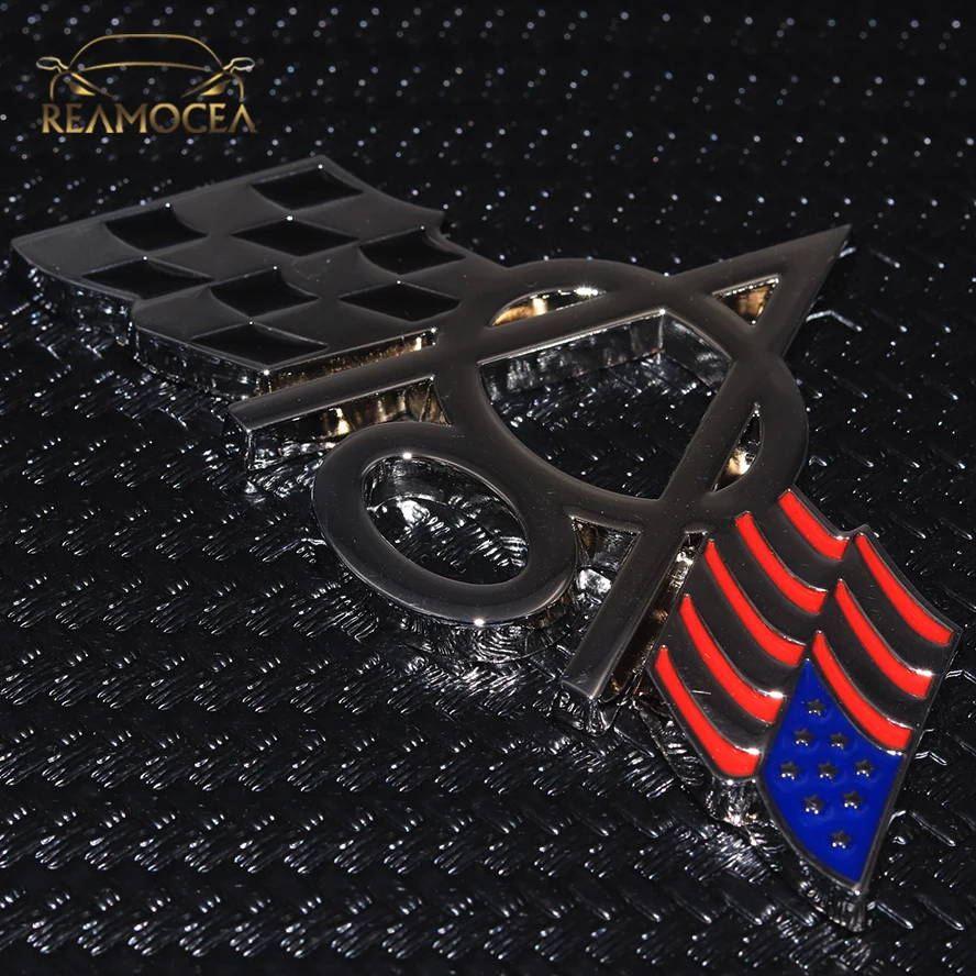 Металлическая 3d эмблема V8 Reamocea для автомобиля наклейка с американским флагом США