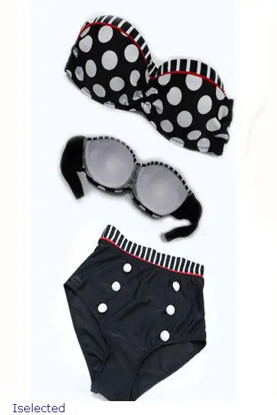 biquini new in 2014 Vintage swimwear high waist bikini Polka Dot Pin up Bikini Set cheap cute bathing suits maillot de bain |