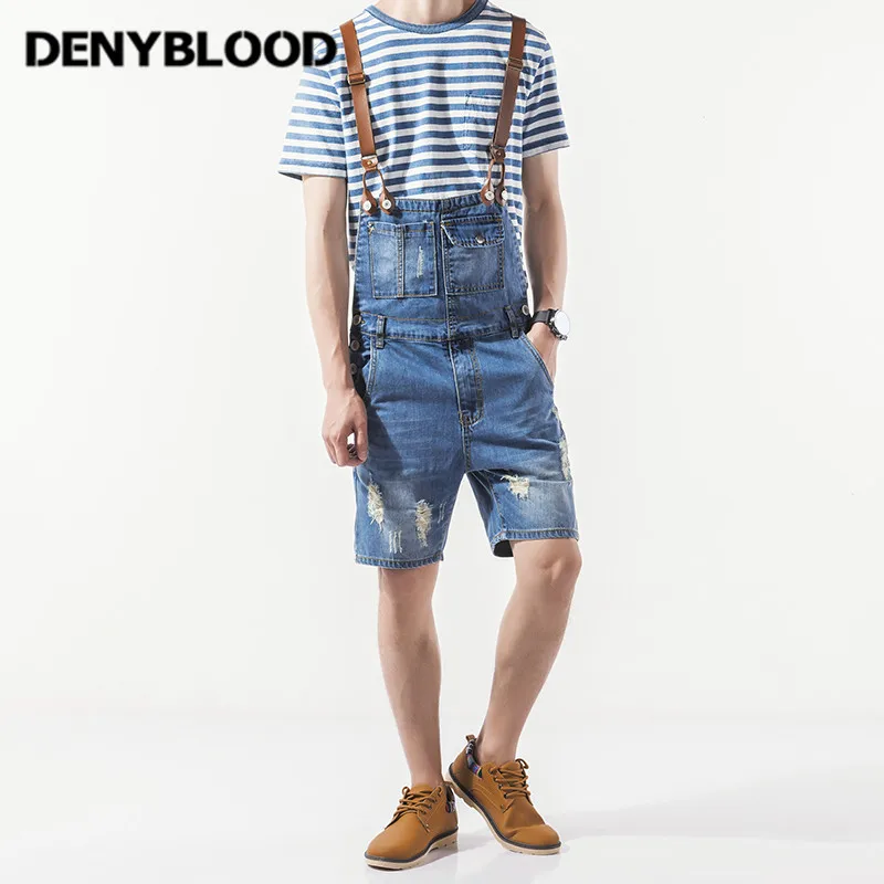 Джинсовый комбинезон мужской Denyblood рваные 3310 | Мужская одежда