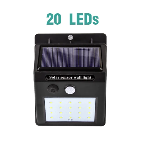 20LED Wall Lamp Светильник на солнечной батарее для наружного сада, светодиодный светильник на солнечной батарее, настенный светильник, PIR датчик движения, водонепроницаемый, IP65, декоративный - Испускаемый цвет: 20LED Wall Lamp