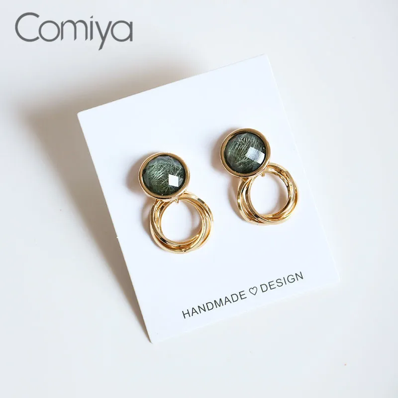 Comiya, корейские модные висячие серьги, цинковый сплав, золотой цвет, простые массивные аксессуары, элегантные свадебные висячие серьги