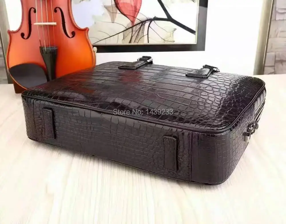 Мужской портфель из 100% натуральной/натуральной крокодиловой кожи черный деловой