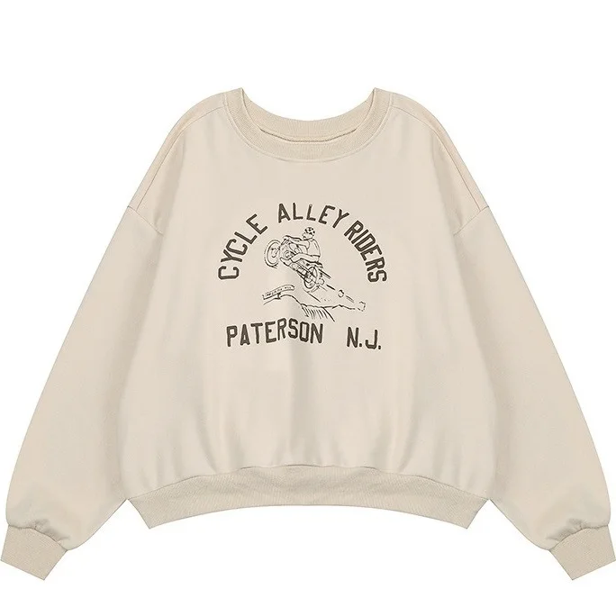 Для женщин Толстовка 2018 Осень Зима Мотоцикл цикл Rider пуловер с принтом для обувь