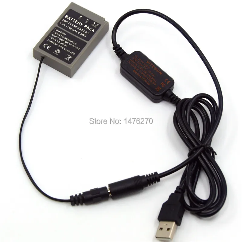 PS-BLS5 манекен Батарея BLS-5 Переходник постоянного тока+ USB кабель для Olympus PEN E-PL2 E-PL5 E-PM2 стилус 1 1s OM-D E-M10 E-M10 Mark II III