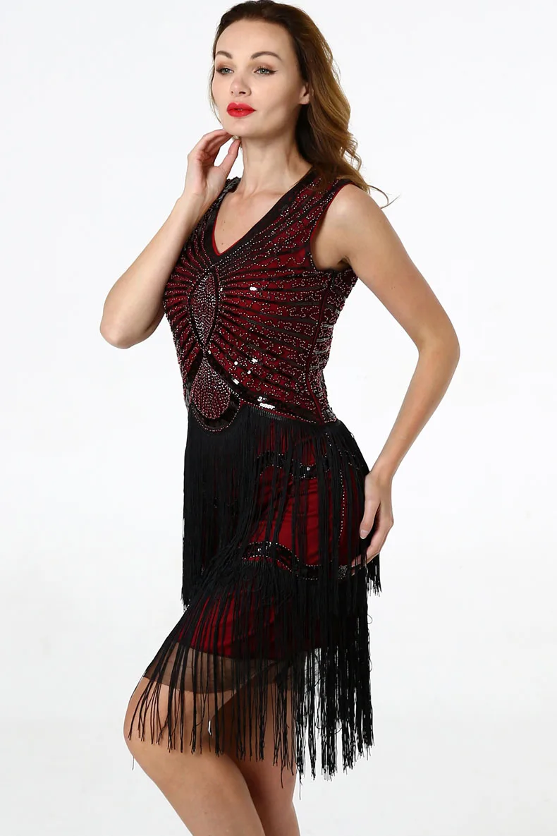 BLINGSTORY/винтажное платье 1920s с воланами, платье с кисточками, блестящий бисер, вечерние летние платья vestido de festa Longo