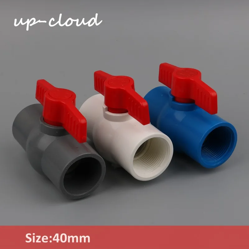 

1pc PVC 1 1/4" x 1 1/4" Thread,40mm to 40mm Ball Valve Slip Shut Handle Valve PVC Pipe Fittings Plumbing Water Tube Connector