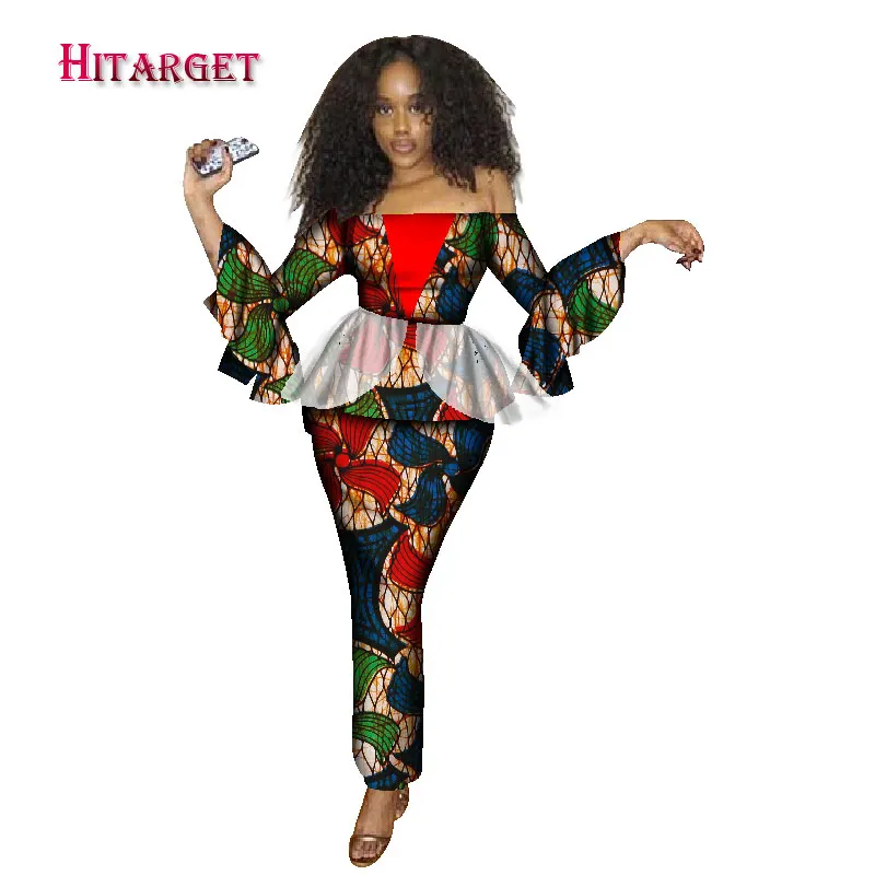 2019 модный Африканский комплект с юбкой сексуальный топ вырезом лодочкой +