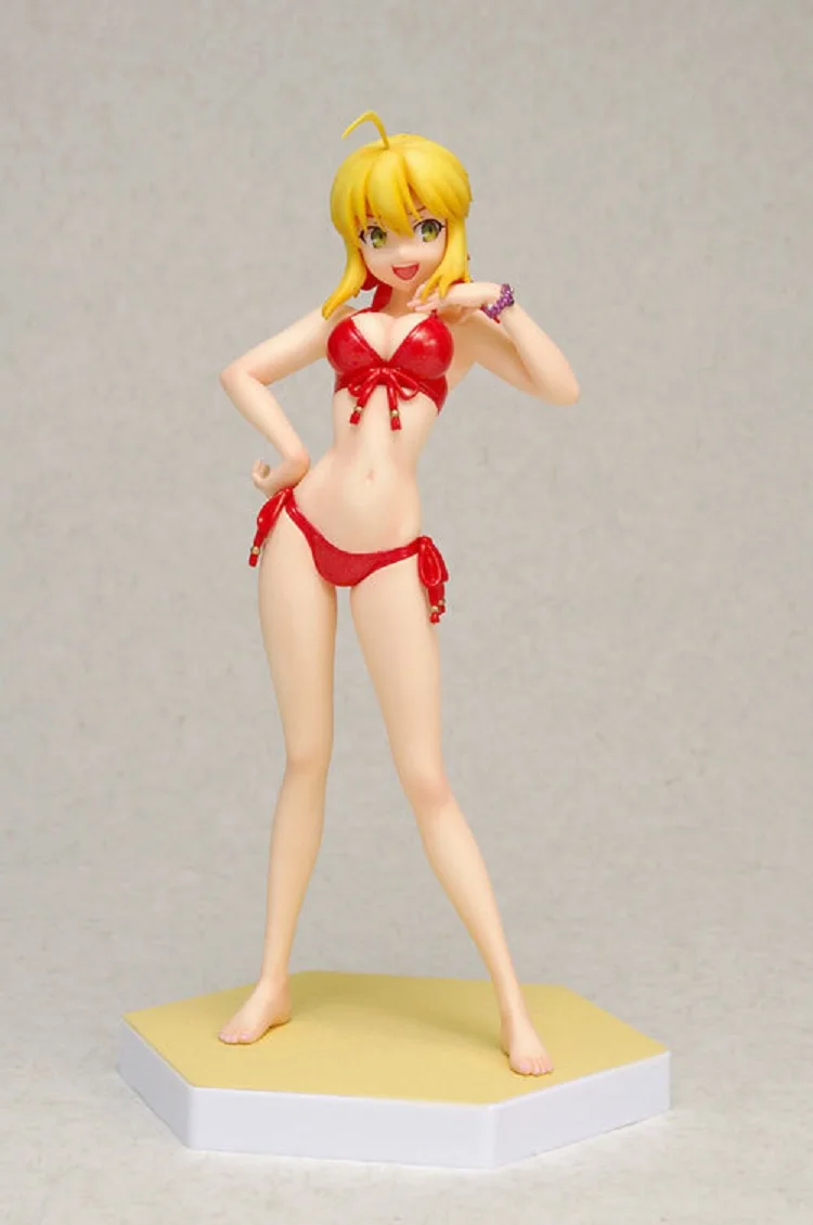 Fate Saber extra Ver stay Night zero японская аниме фигурка красный купальник волнистый ПВХ 16 см