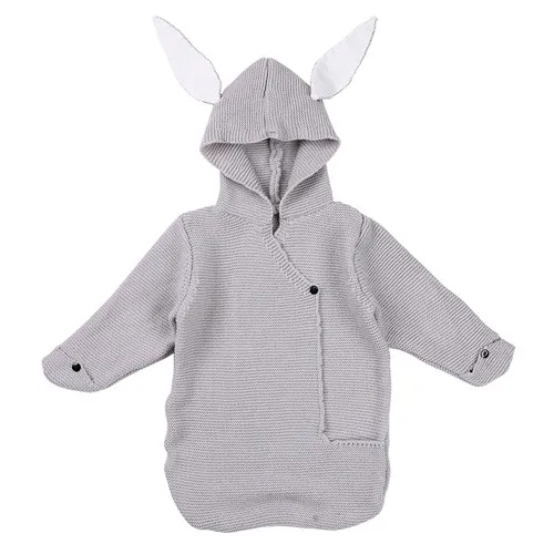 Light Grey Вязаное детское одеяло Конверт для новорожденных милое детское Пеленальное Одеяло с кроличьими ушками для новорожденных пеленание кролика обертывание новорожденных реквизит для фотосъемки - Цвет: Light Grey