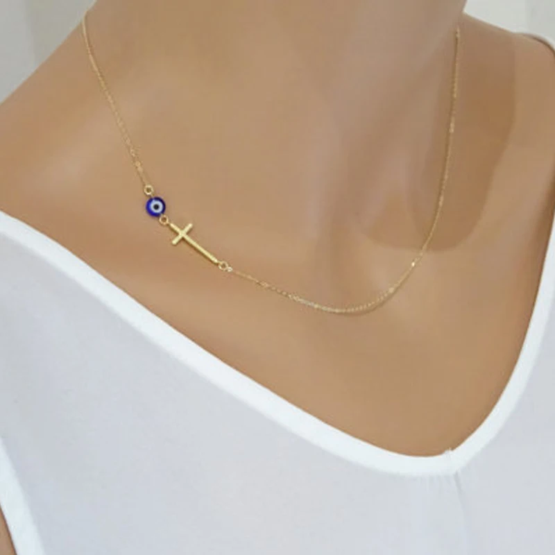

Fashion Sideways Cross Necklace Pendant Jewelry Mujer Bijoux XL373