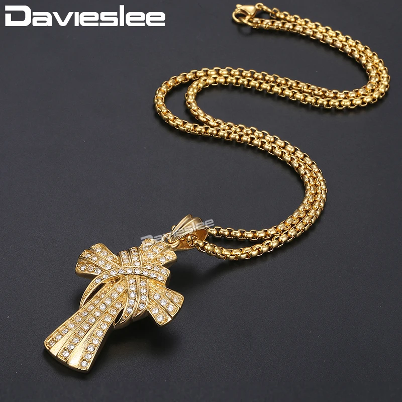 Мужское ожерелье Davieslee с подвеской в виде распятия из нержавеющей стали 316L