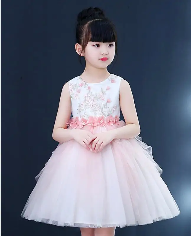 2018 летнее платье для девочек кружевное принцессы с аппликацией вечерние