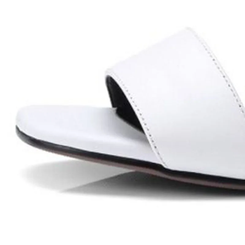 FITWEE Simple Women Genuine Leather High Heel Sandals Metal Buckle Square Toe Thick Vacation Shoes Size 33-40 | Обувь