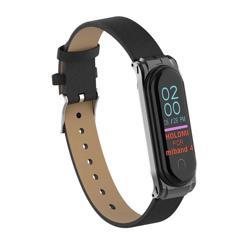 Кожаный браслет, умный Браслет Для xiaomi mi band 4, ремешок с металлической пряжкой, спортивный браслет для xiaomi mi Band 4, браслет mi band 4, ремешок