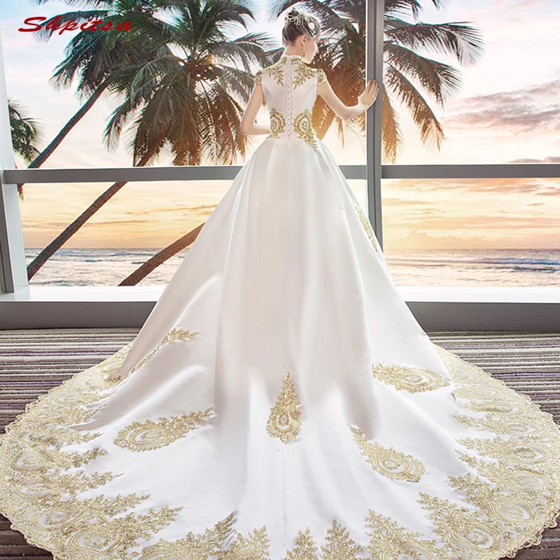 Luxury Ball Gown Wedding Dresses Plus Size Satin Turkey Lace Arabic Bride Bridal Weding Weeding Gowns 2019 | Свадьбы и торжества