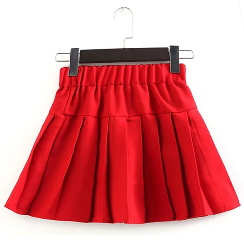 Red pleated skirt Детская юбка школьные юбки для девочек юбка с эластичной резинкой на талии для девочек плиссированные юбки на весну и осень модная детская одежда для школы От 3 до 13 лет - Цвет: Red pleated skirt