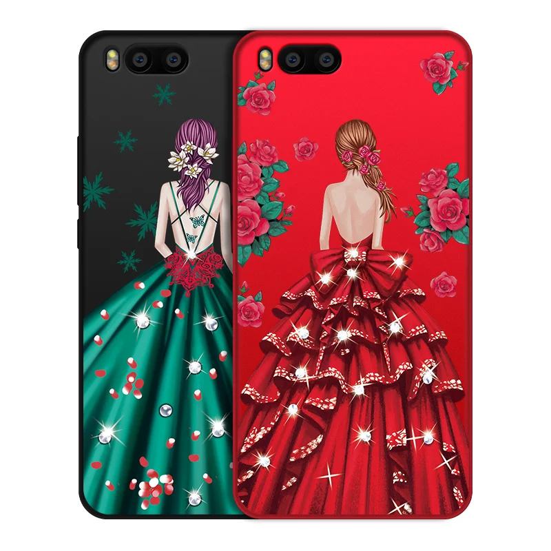 bling rose wedding dress goddess with rope and stand holder soft silicon case For Xiaomi Mi6 M6 |