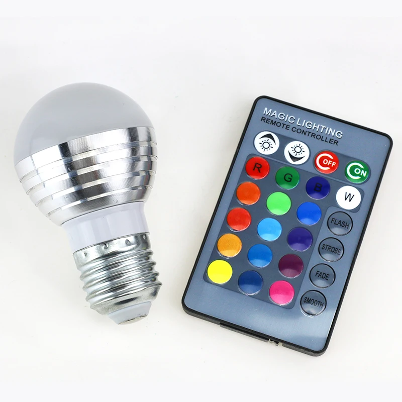 E27 E14 RGB светодиодный лампы 16 Цвет Сменные Spotlight AC85-265V затемнения Новинка Праздник