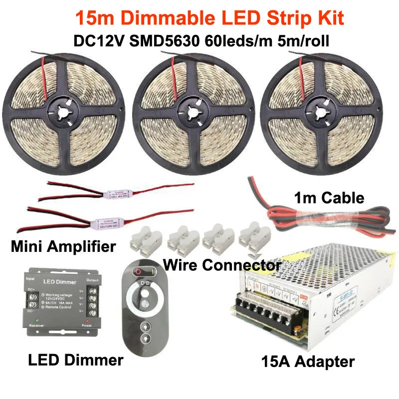 Светодиодная лента 5630 SMD с регулируемой яркостью 60 светодиодов/м 5 м 10 15 комплект 6
