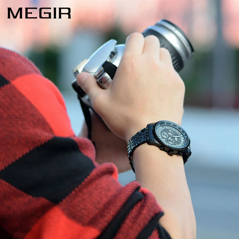 MEGIR, оригинальные мужские часы из нержавеющей стали, кварцевые часы для мужчин, лучший бренд, роскошные часы для мужчин, Relogio Masculino, Erkek Kol Saati 2008