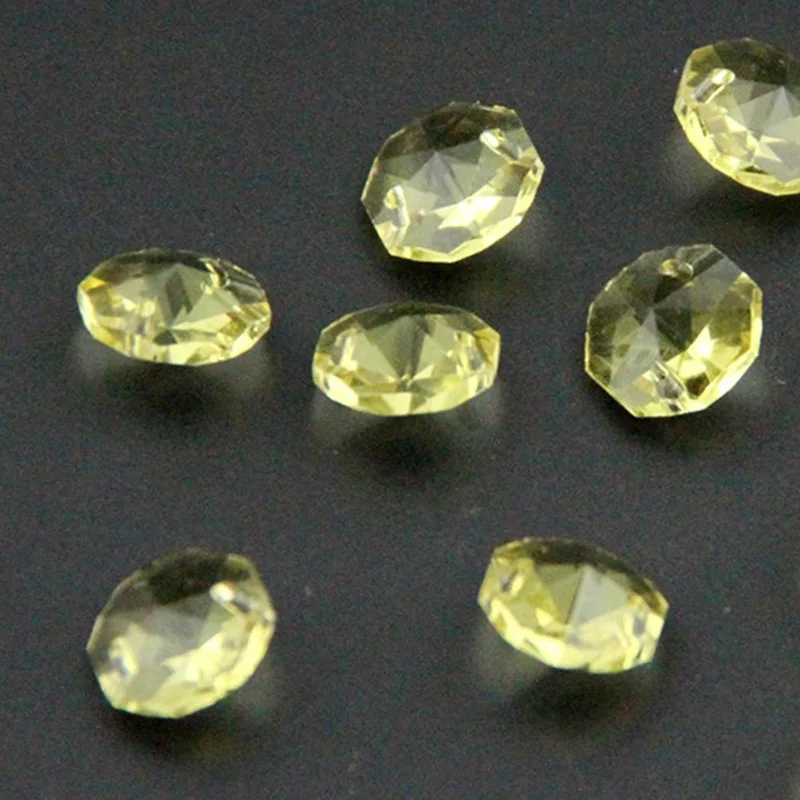 200PCS 14mm Crystal Octagon Beads K9 Crystal 2 Holes Diy Wedding& Home Decoration Crystal Chandelier Lighting Parts