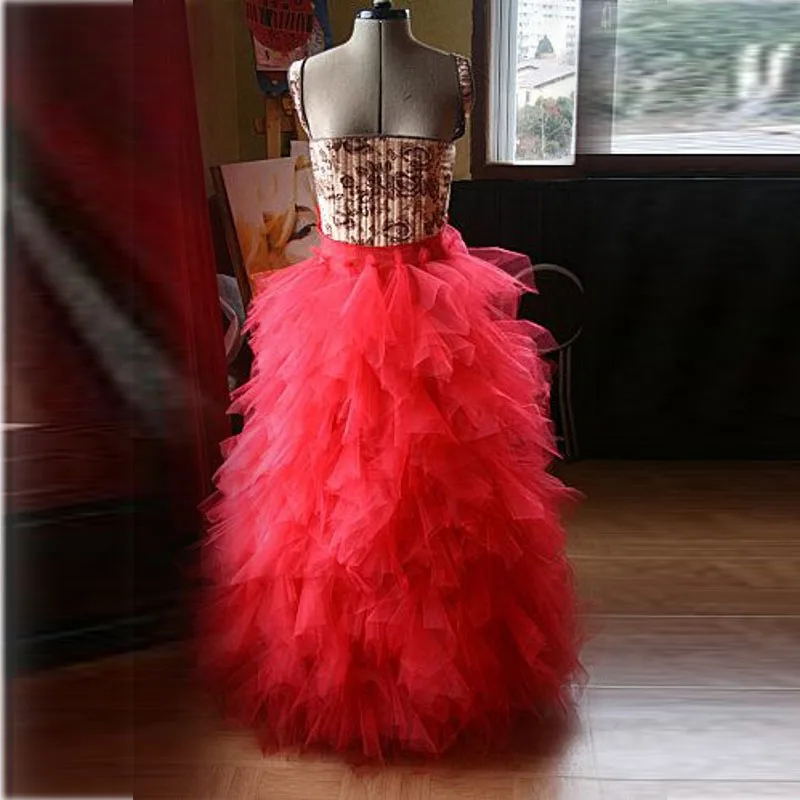 Оборками Многоуровневое юбка пачка пол Длина Длинные бальное платье