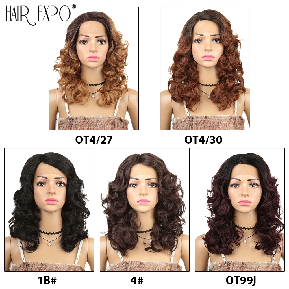 

Hair Expo City Body Wave Synthetic Lace Front Wig Natural Hair Side Part Long Big Wavy Wigs For Black African Women