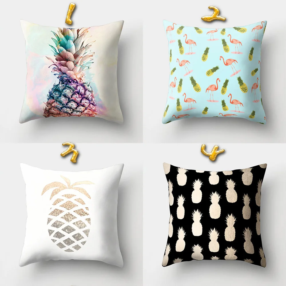 Qisen Pineapple Fruit Pattern Polyester Throw Pillow Cushion Cover Car Home Decor Decoration Sofa Bed Decorative Pillowcase | Дом и сад