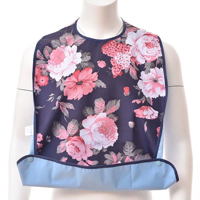 

Adult Bib Waterproof Print Anti-oil PVC Detachable Bib Adult Mealtime Cloth Protector Disability Aid bibs Dining Cook Aprons