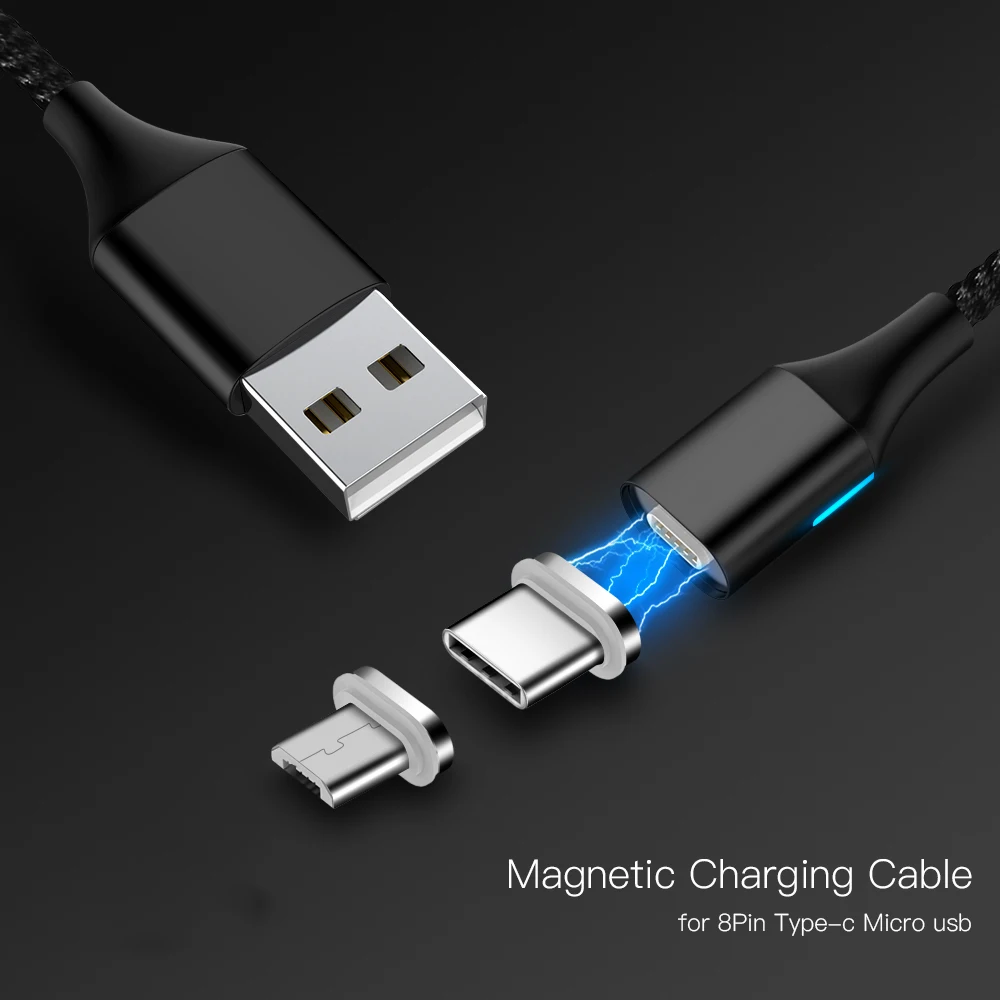 Магнитный кабель 3 А Micro USB Type C для Samsung Huawei Xiaomi магнитный шнур зарядки и передачи