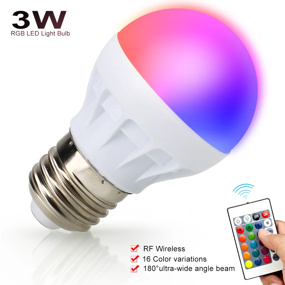 4 шт./лот светодиодная цветная лампа E27 RGB для внутреннего освещения с пультом