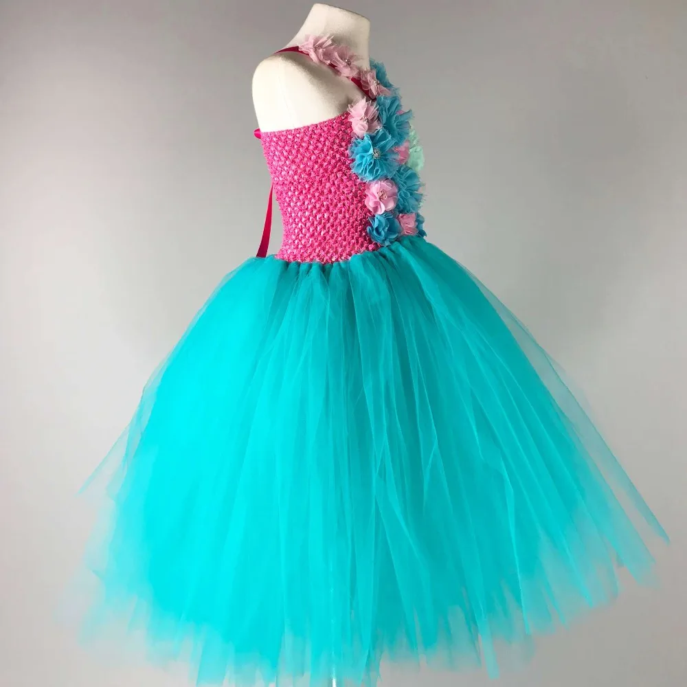 POSH DREAM Teal Green Flower Girls Wedding Party Dresses for Children Chiffon Turquoise Blue Baby Birthday Clothes | Детская одежда и