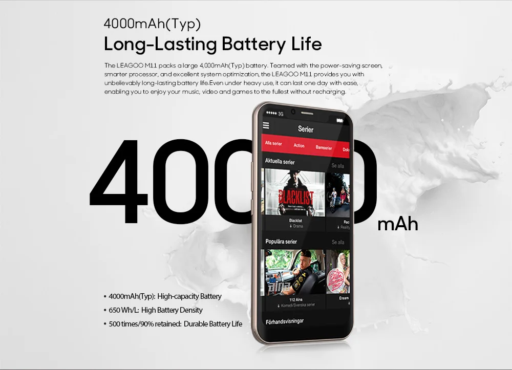 LEAGOO M11 Смартфон Android 8 1 6 18 &quot2 Гб ОЗУ 16 ПЗУ MT6739 четырехъядерный 4000 мАч задний