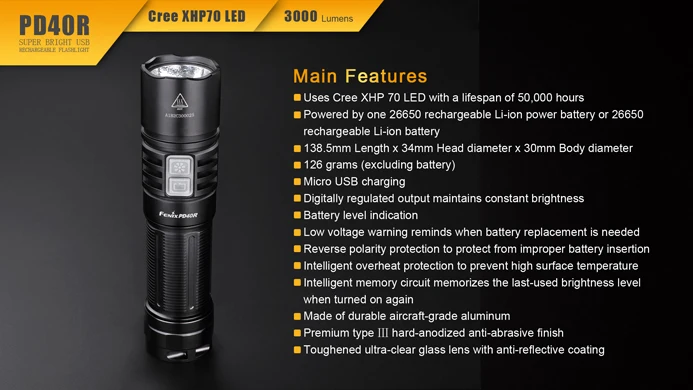 Fenix PD40R Cree XHP 70 LED Taschenlampe 3000 люмен наружный светильник | Лампы и освещение