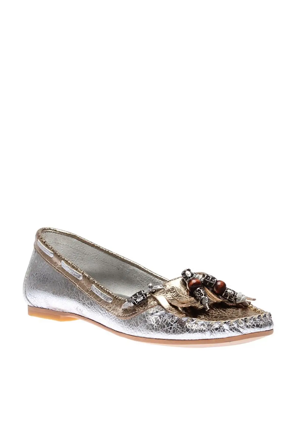 Женская обувь из натуральной кожи с жемчугом Цвет Серебристый коллекция 120120266013