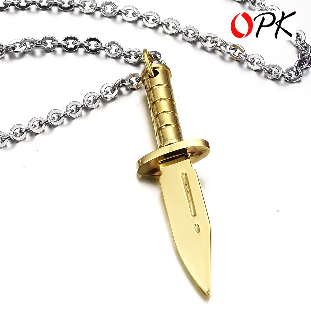 OPK мини нож кулон ожерелье для мужчин женщин ювелирные изделия подарок золотой