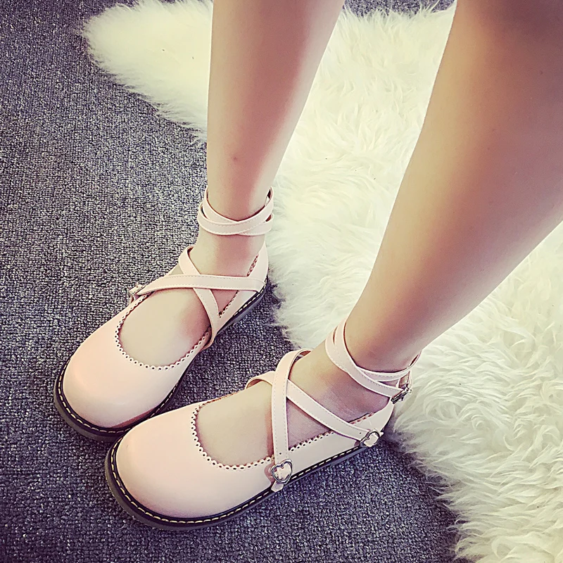 Summer Sweet Closed Toe Flats Shoes Footwear Mori Girl Style Women's Ankle Strap Mary Janes Shoes Retro Larger Sandals Ladies