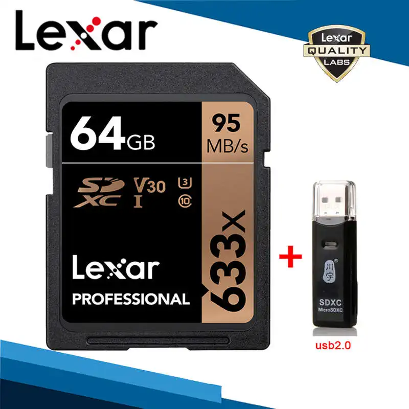 64G Card-C296 Lexar 633x SD карты памяти SDXC UHS-I V30 U3 класс 10 карта 512 ГБ 256 ГБ 128 Гб 64 Гб высокоскоростная память SD карты для камеры - Емкость: 64G Card-C296