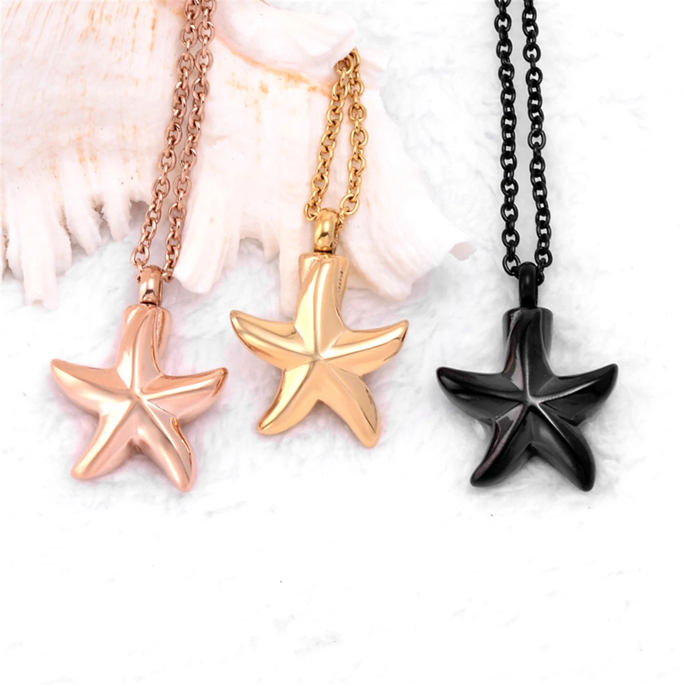 

Starfish Cremation Urn Necklace Memorial Jewelry Stainless steel Ashes Keepsake Urn Pendant for Pet