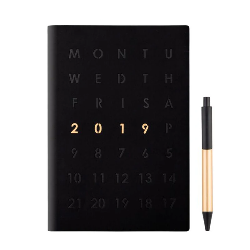 Agenda 2019 журнал органайзера а5 Черный блокнот с ручкой Канцтовары Еженедельный