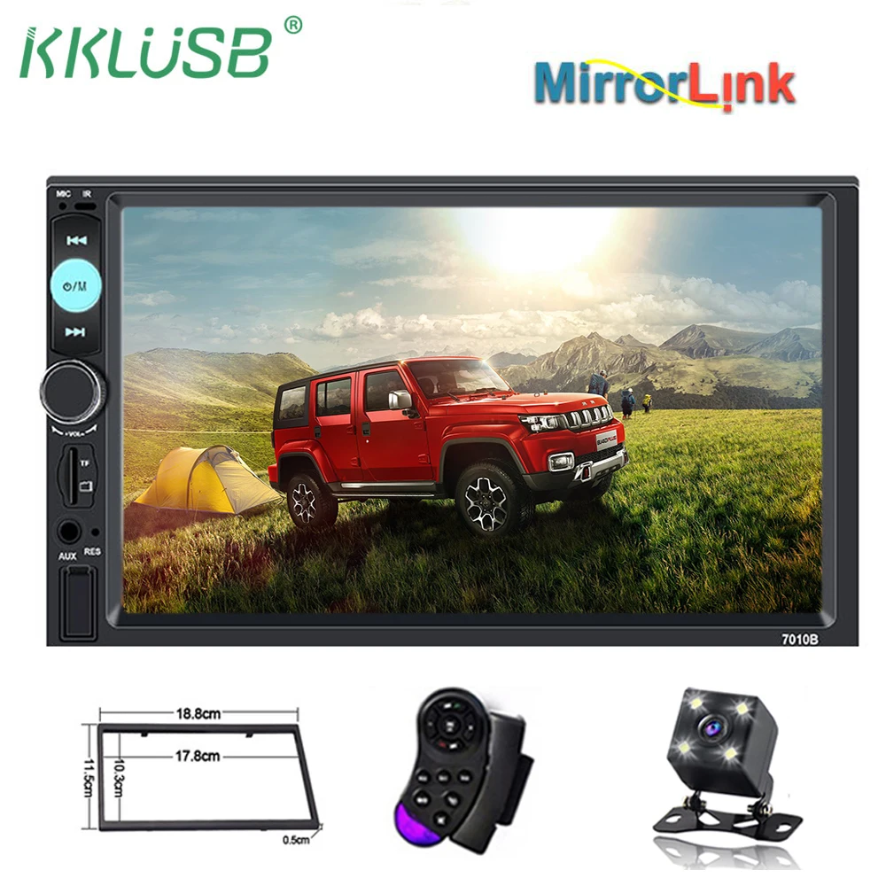 2 din Авторадио 7010b HD 7 &quotсенсорный экран Bluetooth радио Зеркало Ссылка USB камера